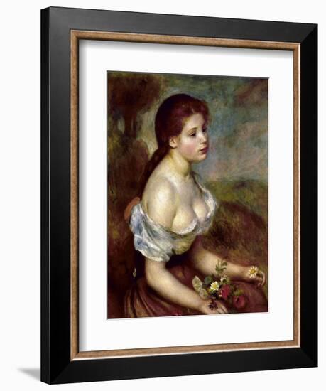 Young Girl with Daisies, 1889-Pierre-Auguste Renoir-Framed Giclee Print