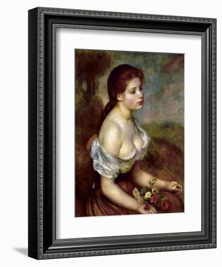 Young Girl with Daisies, 1889-Pierre-Auguste Renoir-Framed Giclee Print