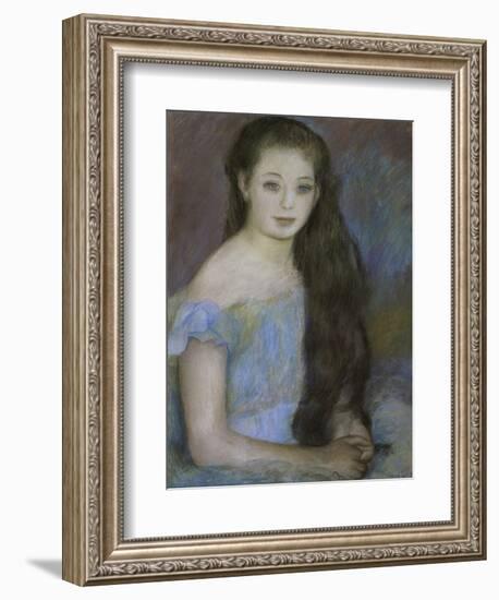 Young Girl with Dark Brown Hair and Blue Eyes-Pierre-Auguste Renoir-Framed Giclee Print