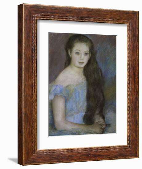 Young Girl with Dark Brown Hair and Blue Eyes-Pierre-Auguste Renoir-Framed Giclee Print