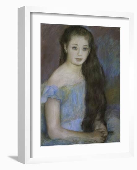 Young Girl with Dark Brown Hair and Blue Eyes-Pierre-Auguste Renoir-Framed Giclee Print