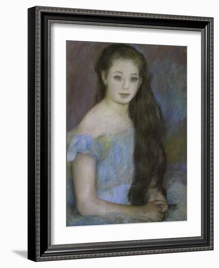 Young Girl with Dark Brown Hair and Blue Eyes-Pierre-Auguste Renoir-Framed Giclee Print