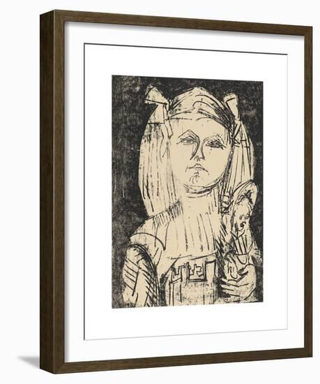 Young Girl with Doll-Ernst Ludwig Kirchner-Framed Premium Giclee Print