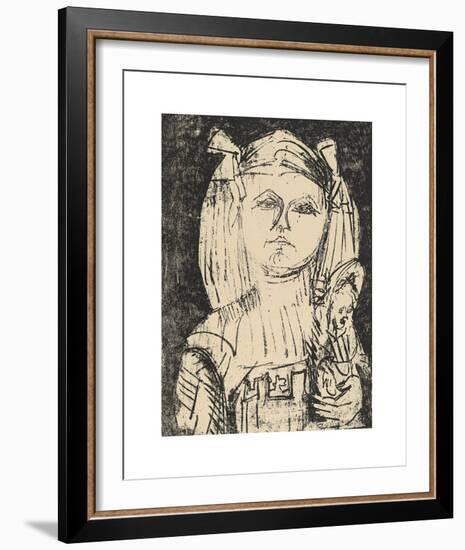 Young Girl with Doll-Ernst Ludwig Kirchner-Framed Premium Giclee Print