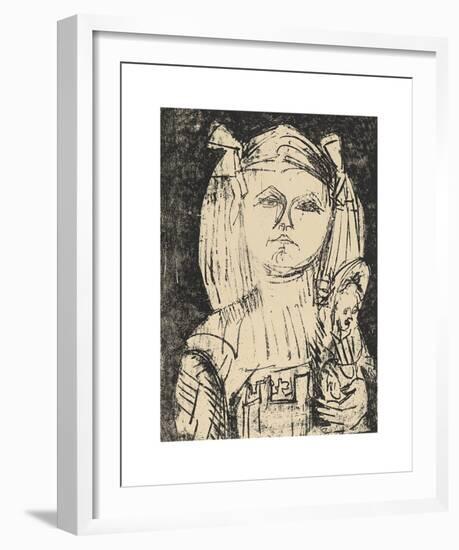 Young Girl with Doll-Ernst Ludwig Kirchner-Framed Premium Giclee Print