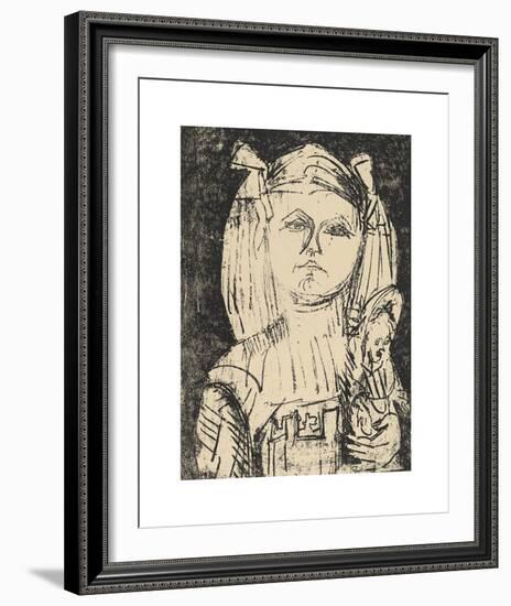 Young Girl with Doll-Ernst Ludwig Kirchner-Framed Premium Giclee Print