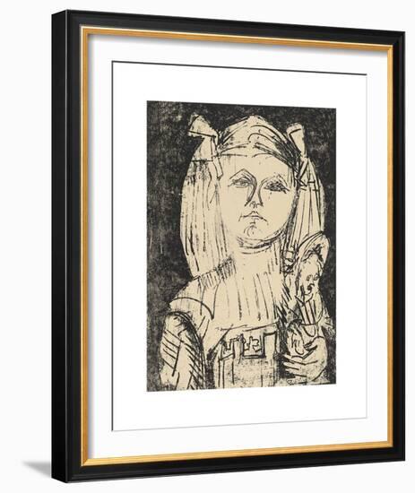Young Girl with Doll-Ernst Ludwig Kirchner-Framed Premium Giclee Print