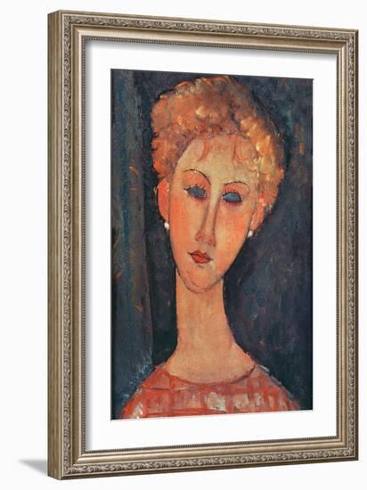 Young Girl with Earrings-Amedeo Modigliani-Framed Giclee Print