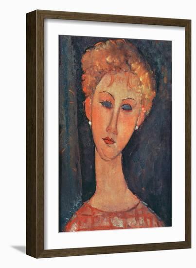 Young Girl with Earrings-Amedeo Modigliani-Framed Giclee Print