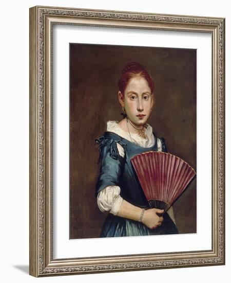 Young Girl with Fan, Ca 1740-Giacomo Ceruti-Framed Giclee Print