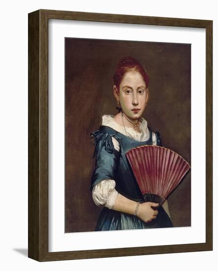 Young Girl with Fan, Ca 1740-Giacomo Ceruti-Framed Giclee Print