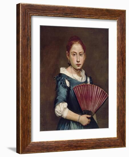 Young Girl with Fan, Ca 1740-Giacomo Ceruti-Framed Giclee Print
