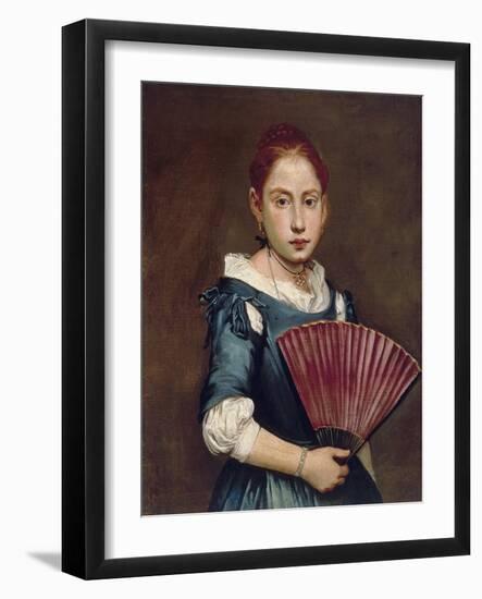 Young Girl with Fan, Ca 1740-Giacomo Ceruti-Framed Giclee Print