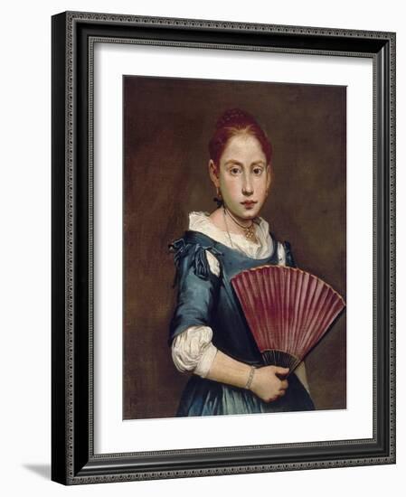 Young Girl with Fan, Ca 1740-Giacomo Ceruti-Framed Giclee Print