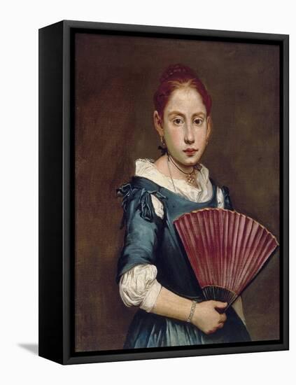 Young Girl with Fan, Ca 1740-Giacomo Ceruti-Framed Premier Image Canvas