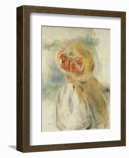 Young Girl with Flowers in Her Hat; Jeune Fille Au Chapeau Fleuri, C.1900-1905-Pierre-Auguste Renoir-Framed Giclee Print