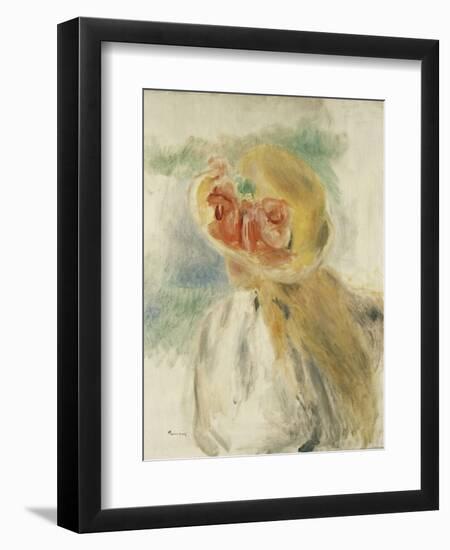 Young Girl with Flowers in Her Hat; Jeune Fille Au Chapeau Fleuri, C.1900-1905-Pierre-Auguste Renoir-Framed Giclee Print