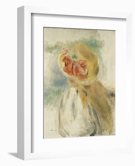 Young Girl with Flowers in Her Hat; Jeune Fille Au Chapeau Fleuri, C.1900-1905-Pierre-Auguste Renoir-Framed Giclee Print
