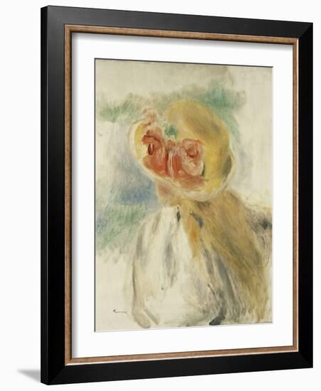 Young Girl with Flowers in Her Hat; Jeune Fille Au Chapeau Fleuri, C.1900-1905-Pierre-Auguste Renoir-Framed Giclee Print