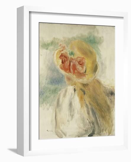 Young Girl with Flowers in Her Hat; Jeune Fille Au Chapeau Fleuri, C.1900-1905-Pierre-Auguste Renoir-Framed Giclee Print