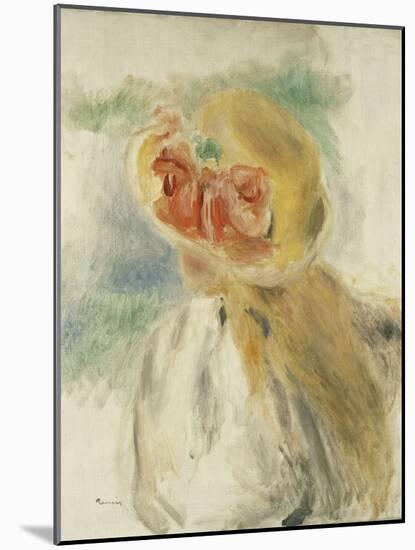 Young Girl with Flowers in Her Hat; Jeune Fille Au Chapeau Fleuri, C.1900-1905-Pierre-Auguste Renoir-Mounted Giclee Print