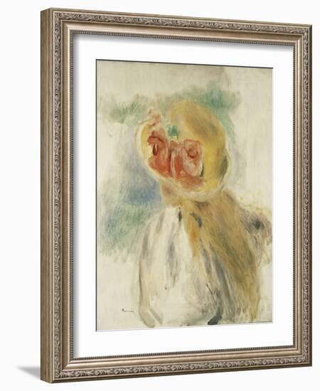 Young Girl with Flowers in her Hat-Pierre-Auguste Renoir-Framed Giclee Print