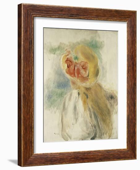 Young Girl with Flowers in her Hat-Pierre-Auguste Renoir-Framed Giclee Print