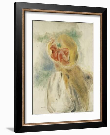 Young Girl with Flowers in her Hat-Pierre-Auguste Renoir-Framed Giclee Print