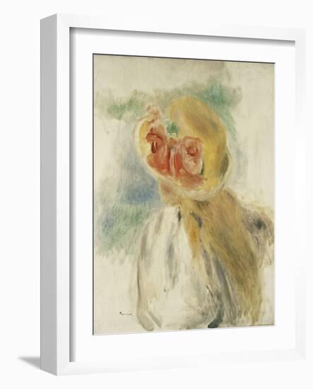 Young Girl with Flowers in her Hat-Pierre-Auguste Renoir-Framed Giclee Print