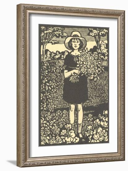 Young Girl with Flowers-null-Framed Art Print