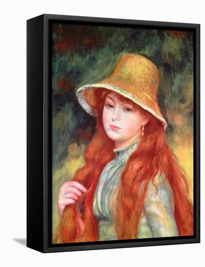 Young Girl with Long Hair, or Young Girl in a Straw Hat, 1884-Pierre-Auguste Renoir-Framed Premier Image Canvas