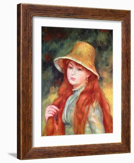 Young Girl with Long Hair, or Young Girl in a Straw Hat, 1884-Pierre-Auguste Renoir-Framed Giclee Print