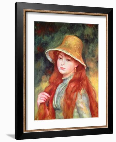 Young Girl with Long Hair, or Young Girl in a Straw Hat, 1884-Pierre-Auguste Renoir-Framed Giclee Print