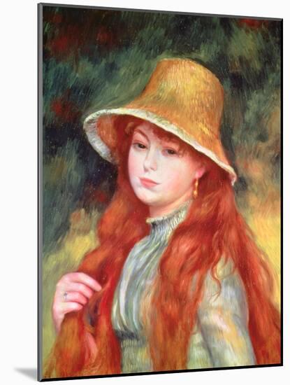 Young Girl with Long Hair, or Young Girl in a Straw Hat, 1884-Pierre-Auguste Renoir-Mounted Giclee Print