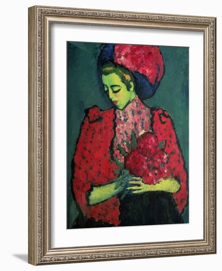 Young Girl with Peonies, 1909-Alexej Von Jawlensky-Framed Giclee Print