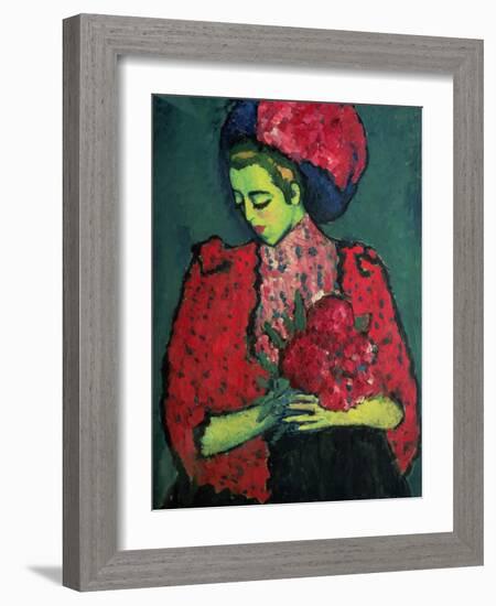 Young Girl with Peonies, 1909-Alexej Von Jawlensky-Framed Giclee Print