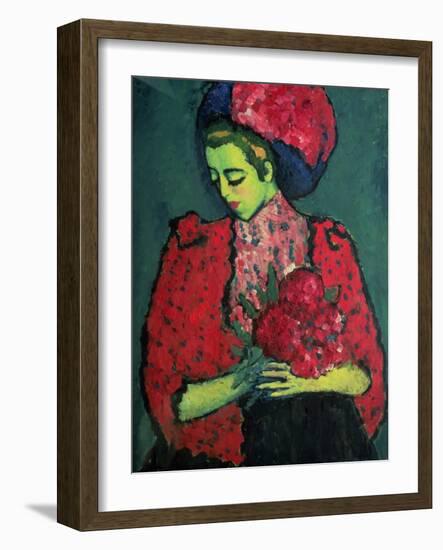 Young Girl with Peonies, 1909-Alexej Von Jawlensky-Framed Giclee Print