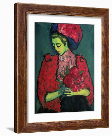 Young Girl with Peonies, 1909-Alexej Von Jawlensky-Framed Giclee Print