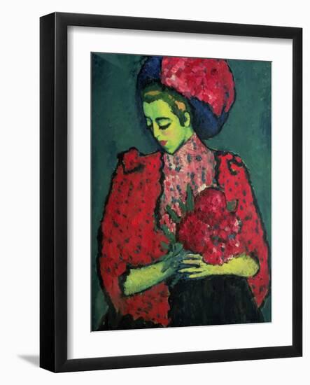 Young Girl with Peonies, 1909-Alexej Von Jawlensky-Framed Giclee Print