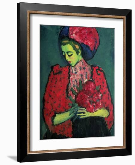 Young Girl with Peonies, 1909-Alexej Von Jawlensky-Framed Giclee Print