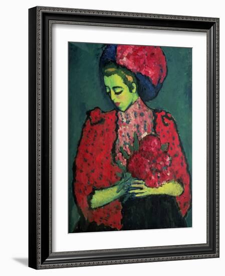 Young Girl with Peonies, 1909-Alexej Von Jawlensky-Framed Giclee Print