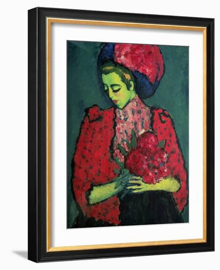 Young Girl with Peonies, 1909-Alexej Von Jawlensky-Framed Giclee Print