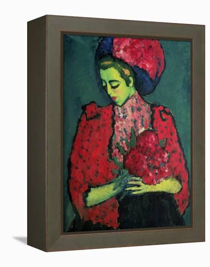 Young Girl with Peonies, 1909-Alexej Von Jawlensky-Framed Premier Image Canvas