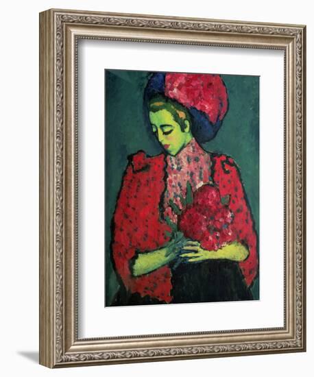 Young Girl with Peonies, 1909-Alexej Von Jawlensky-Framed Giclee Print