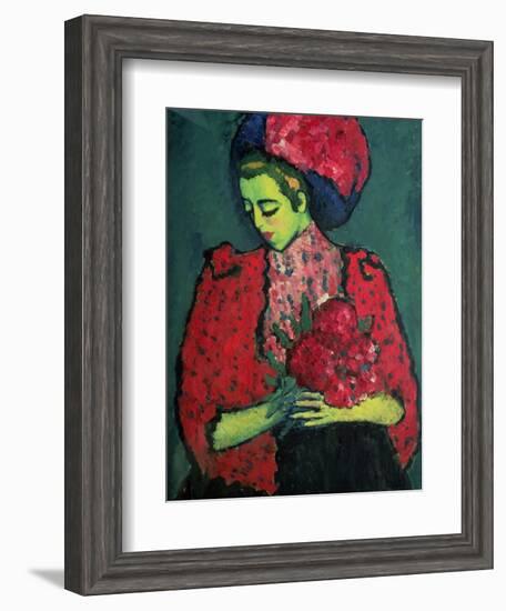 Young Girl with Peonies, 1909-Alexej Von Jawlensky-Framed Giclee Print