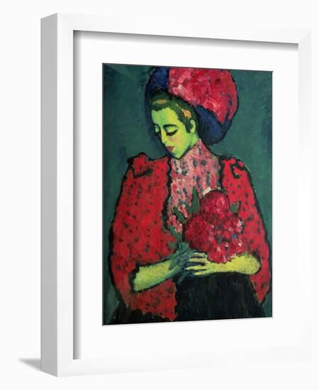 Young Girl with Peonies, 1909-Alexej Von Jawlensky-Framed Giclee Print