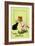 Young Girl with Red Bow and Shoes Holding Mistletoe Over a Black Cat, Beatrice Litzinger Collection-null-Framed Art Print