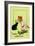 Young Girl with Red Bow and Shoes Holding Mistletoe Over a Black Cat, Beatrice Litzinger Collection-null-Framed Art Print