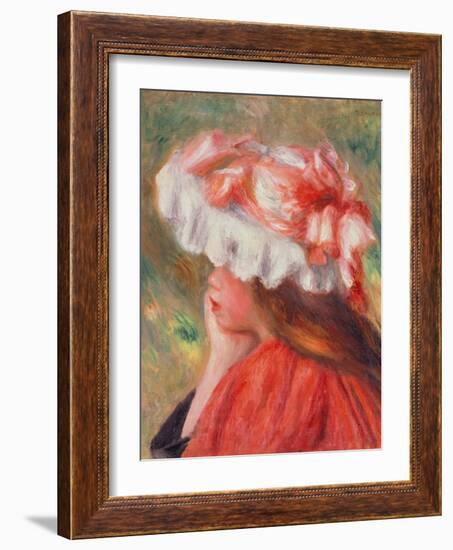 Young Girl with Red Hat, 1890-Pierre-Auguste Renoir-Framed Giclee Print