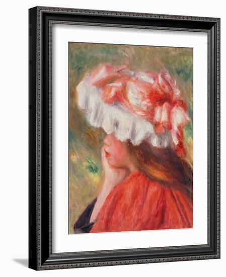 Young Girl with Red Hat, 1890-Pierre-Auguste Renoir-Framed Giclee Print